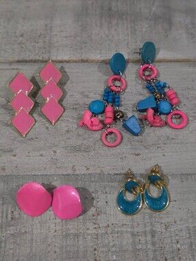 Bundle Of 4 Vintage 1980's Retro Glam Earring